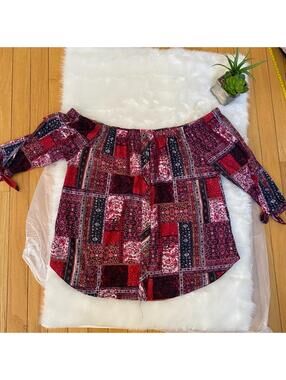 Rue21 Red Off-the-Shoulder Blouse Relaxed Fit XL